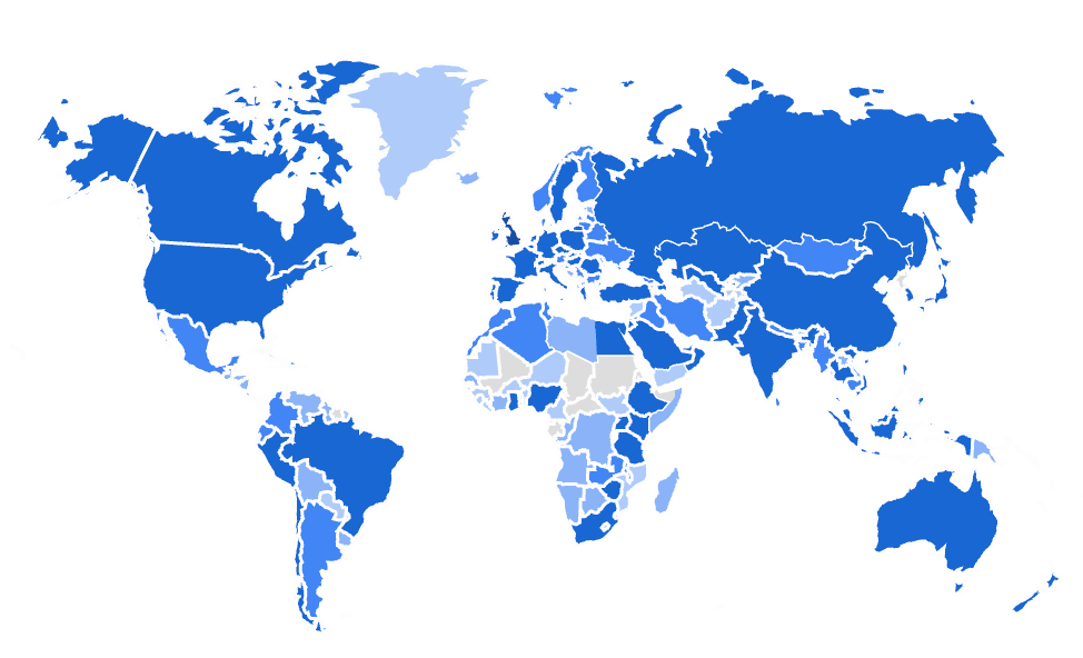 World map of EdSheds global usage